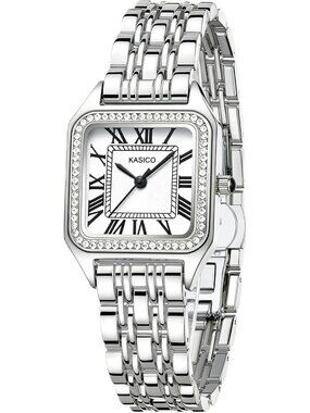 Women's Silver White Luxury Minimalist Roman Numeral Dial Casual Wrist Watch